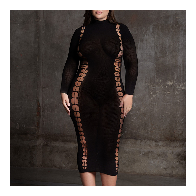 Shade by Le Désir Robe Longue à Col Roulé Grande taille Carme Noir